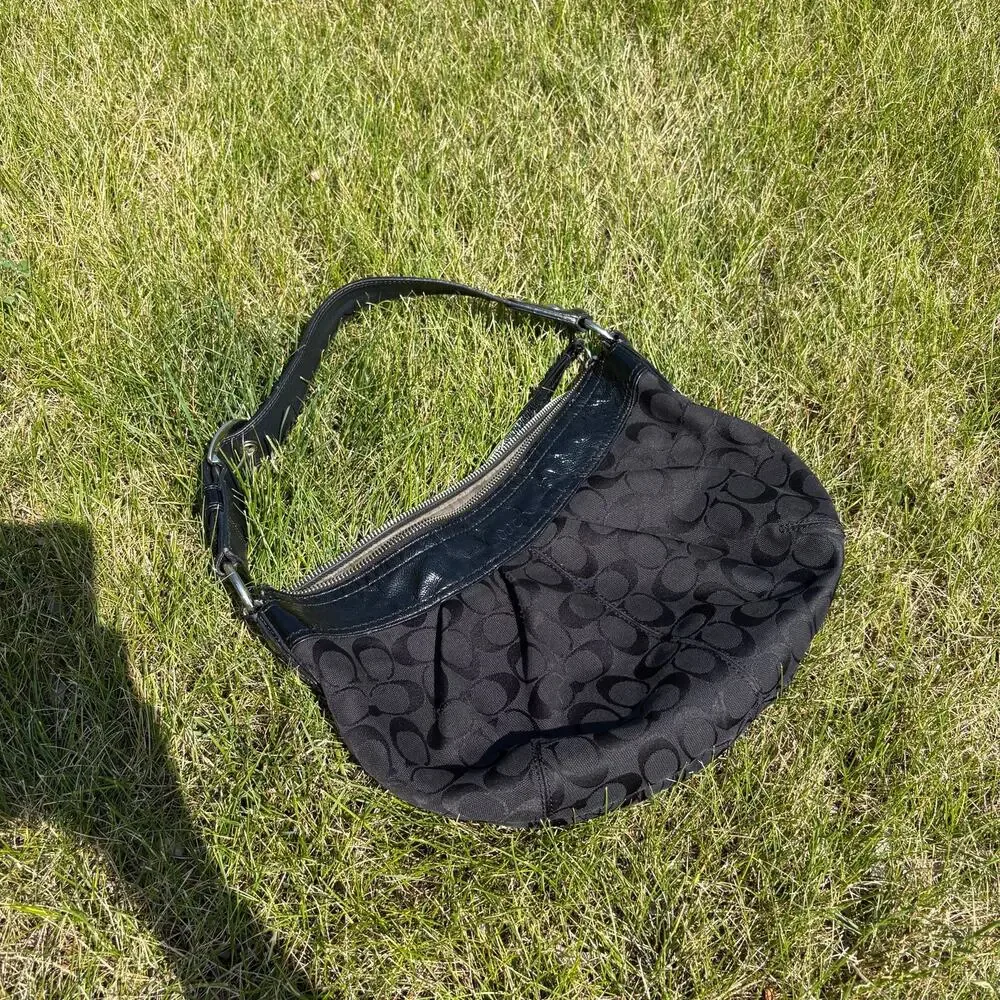 Black Coach SoHo Pleated Signature Hobo (F13740)